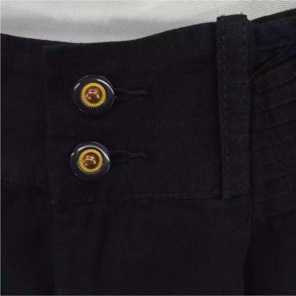 Anthropologie Elevenses Ship Shape Navy Linen Blend Shorts Size 4 View 3